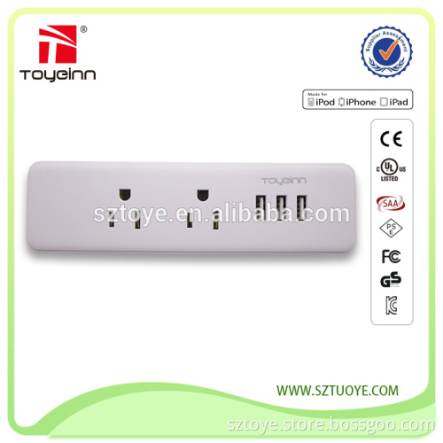New arrival Smart IC 2AC outlets 3USB US Plug Power Strip America